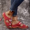 Wedge Platform Sandals Embroidered Floral Slippers - Image 2