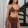 Women's Holiday Style Tassel Hanging Neck Backless Vest Set - Image 3