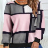 Casual Geometric 3D Printed Loose Long Sleeves Round Neck Sweater - Image 5