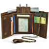 RFID Genuine Leather Small Wallet Men's Three Fold Multiple Card Slots With Iron Chain - Image 6