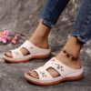 Wedge Platform Sandals Embroidered Floral Slippers - Image 8