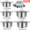 11PCS Induction Non Stick Stainless Steel Cookware Cooking Pot Pan With Lids Set - Image 6