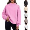Casual Style Fleece Shirt Thick Half Turtleneck Loose Women's Sweater - Image 6