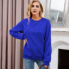 Fleece-lined Thick Round Neck Loose-fitting Solid Color Long Sleeves Sweater - Image 9