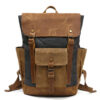 Men's Canvas Crazy Horse Leather Travel Backpack - Image 3