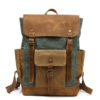 Men's Canvas Crazy Horse Leather Travel Backpack - Image 4
