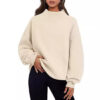 Casual Style Fleece Shirt Thick Half Turtleneck Loose Women's Sweater - Image 5