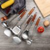 304 Stainless Steel Wooden Handle Kitchenware Kitchen Equipment, Style:, Fried Spatula, Soup Spoon, Slotted Spoon, Slotted Shovel, Noodle Scoop, Rice Spoon - Image 2