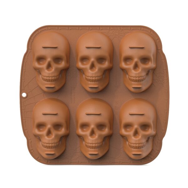 Single Sided 6 Skulls Halloween Silicone Mold, 6 Skulls