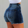 Women's Denim Shorts Fringed Hole High Waist Hot Pants - Image 5