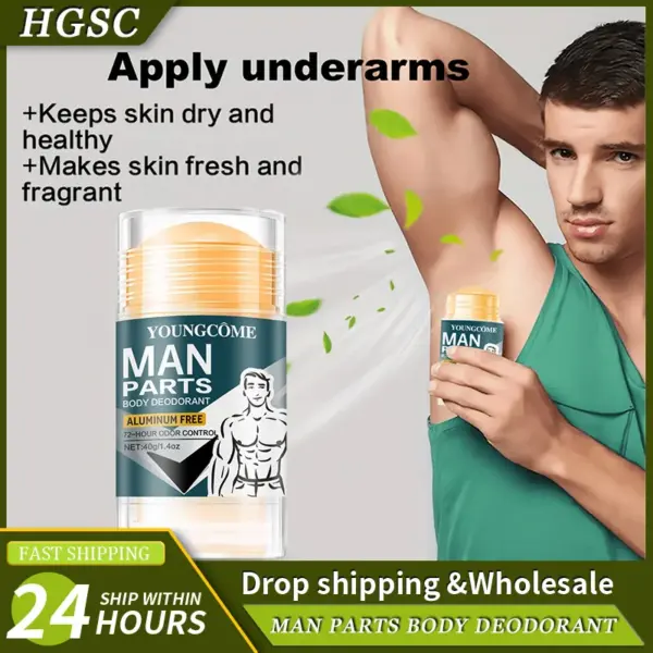 Men's Natural Deodorizing Stick Underarm Care Efficiently Eliminate Odor Refreshing Lasting Aroma Cream Underarm Odor Prevention