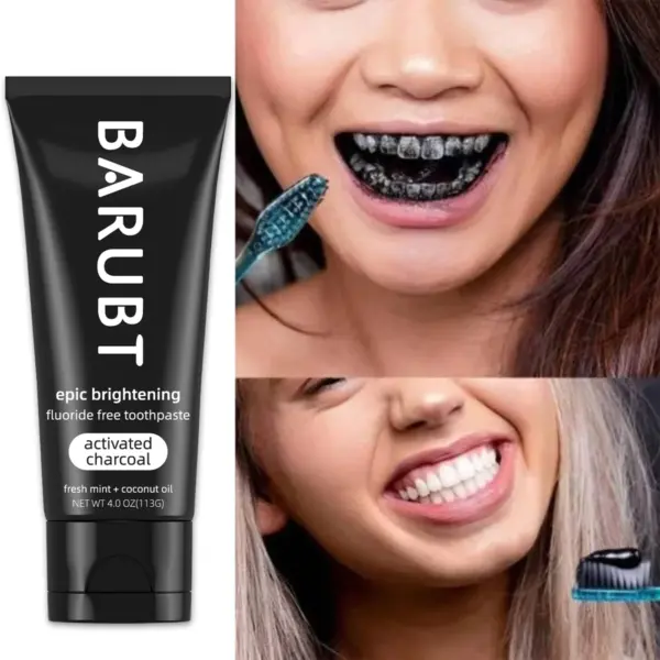 BARUBT activated carbon fluorine-free whitening toothpaste contains fresh mint and coconut oil to help remove dental spots - AliExpress