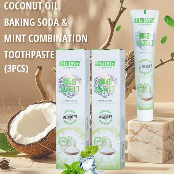 KeLeek Coconut Oil and Baking Soda Stain Removal and Whitening Fluoride Free Toothpaste - Suitable for Smokers 105g/3.7oz - AliExpress
