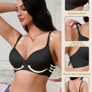 Wireless Cozy Women's Bra - Adjustable Shoulder Straps, Upward Chest Support & Adjustable Side Panels for Seamless Smooth Fit, Medium Support Everyday T-Shirt Bra, Elegant White, Mother’s Day Gift, Sleek Design, Durable Comfort, No Underwire