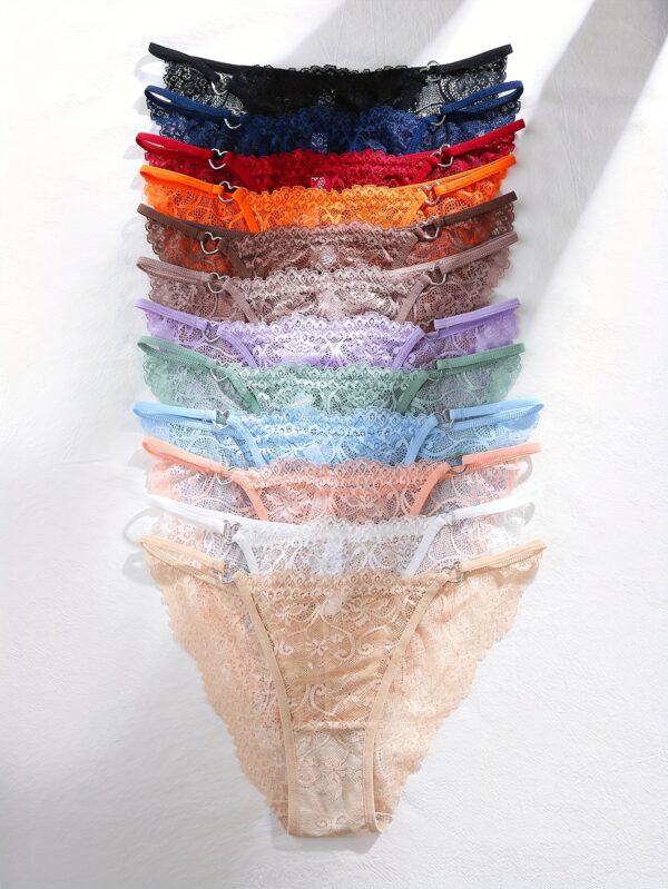 12-Pack Solid Color Lace Trim, Panties