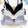 3pcs Elegant Solid Color Bras, No Underwire, Adjustable Straps - Image 2
