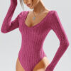 Simple Casual Solid Color Deep V-neck Slim Fit Waist-controlled Long Sleeves Jumpsuit Women - Image 4