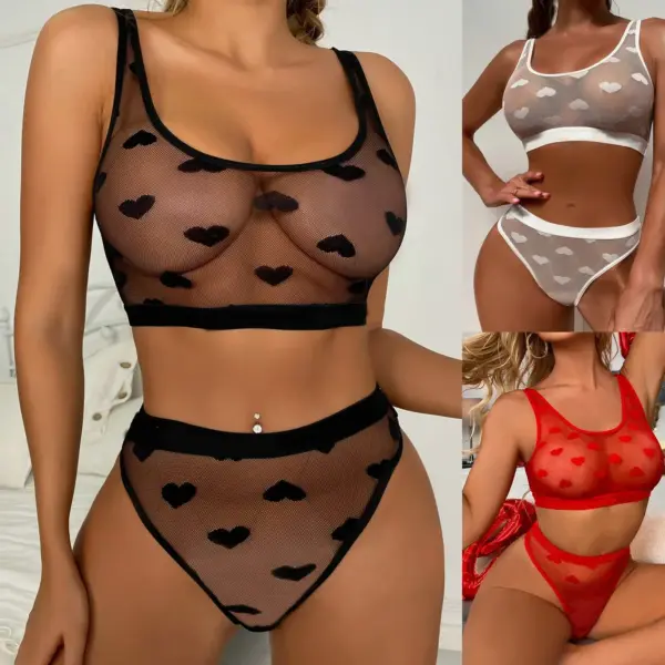 Mesh Sheer Sexy Lingerie Bra And Panty Set For Women
